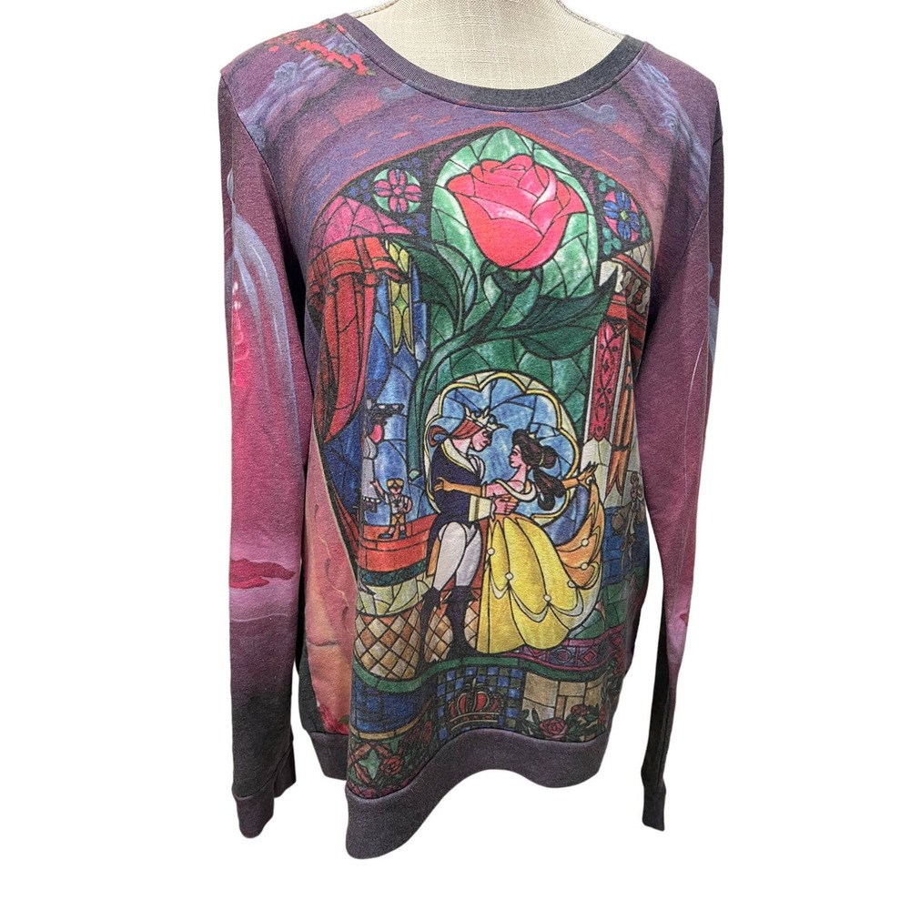 Disney Beauty And The Beast Stained Glass Girls Pullover Top